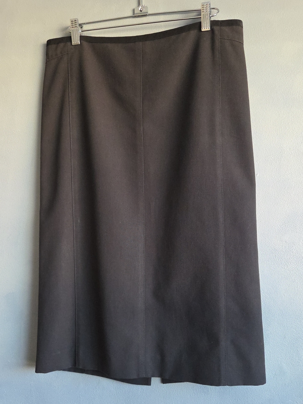NARCISO RODRIGUEZ DARK GREY WAXED CANVAS COTTON PENCIL SKIRT, SIZE US 6, NWOT